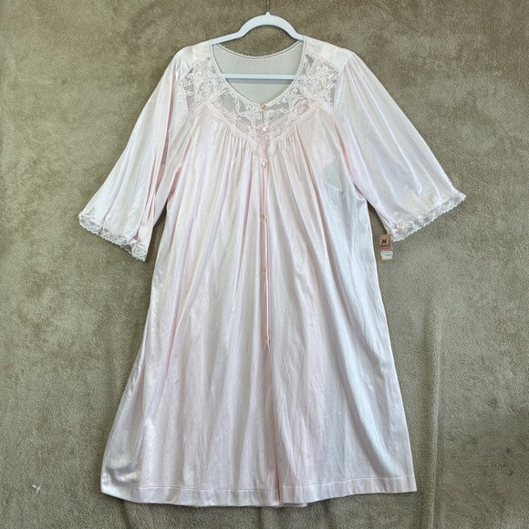 JC Penney Other - NOS Peignoir Set Sz M Pink Lace Made USA Nightgown + Robe Romantic Feminine